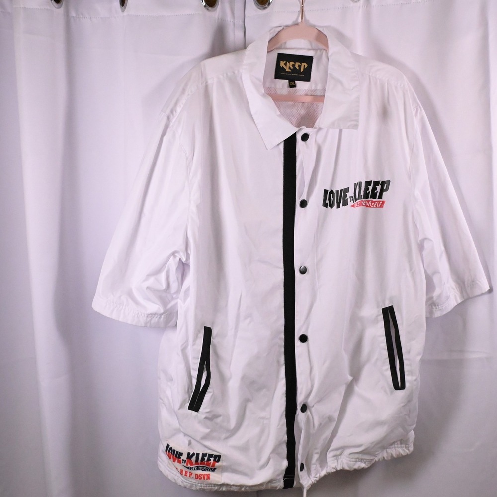 Kleep White Short Sleeve Snap Close Coach Jacket Men's 3XL